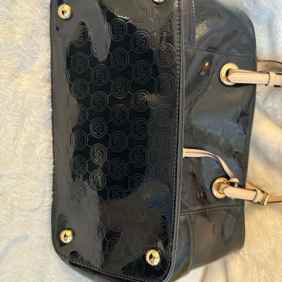 Michael Kors Glossy Black Tote with Gold Accents - Picture 6 of 10